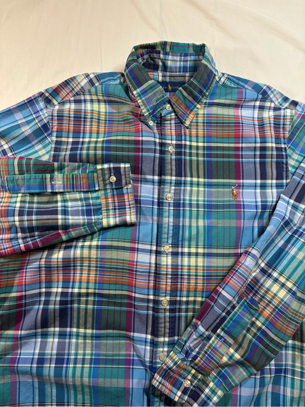 Polo Ralph Lauren Men's XL Patchwork Plaid Button Down Shirt Multicolor Pony